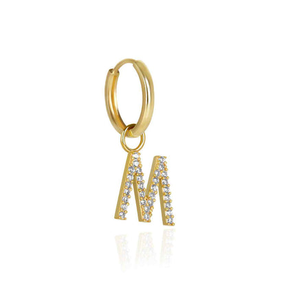 The Yellow Gold Diamond Letter Earrings