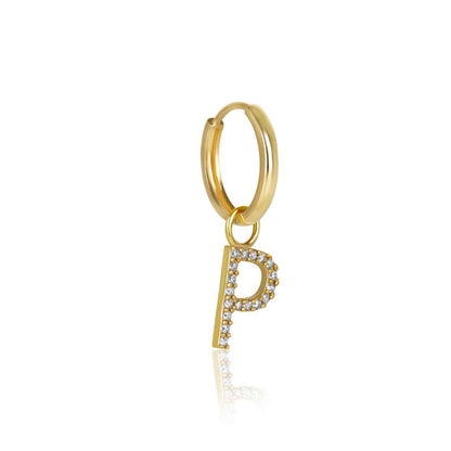 The Yellow Gold Diamond Letter Earrings