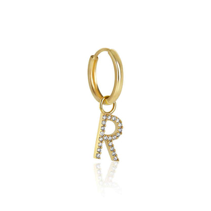 The Yellow Gold Diamond Letter Earrings