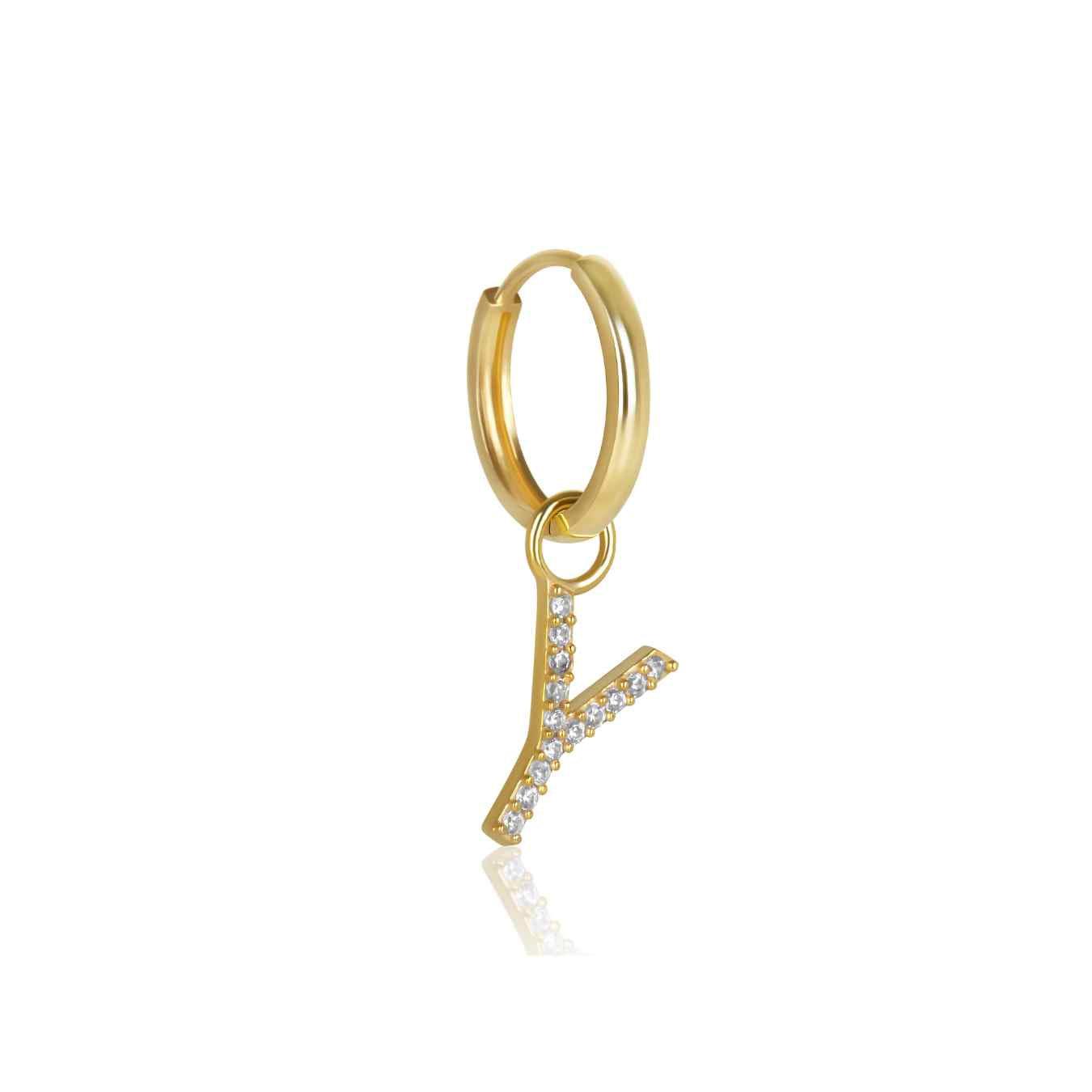 The Yellow Gold Diamond Letter Earrings