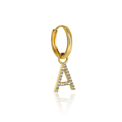 The Yellow Gold Diamond Letter Earrings