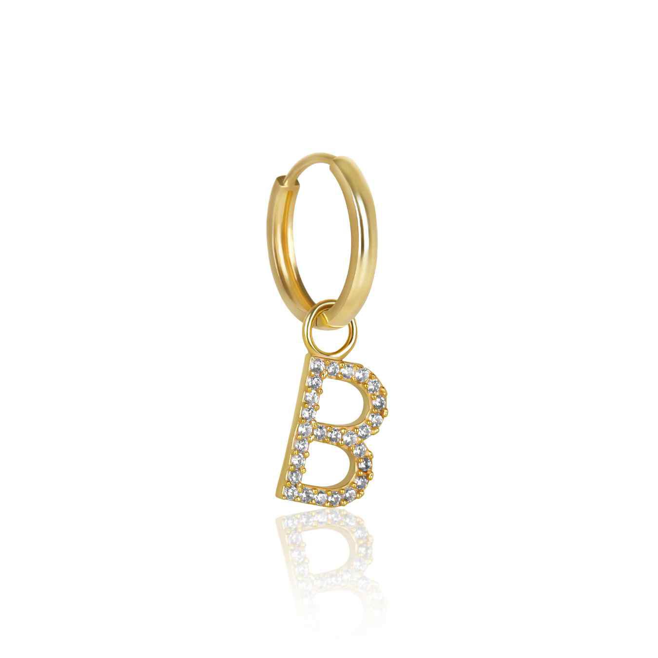 The Yellow Gold Diamond Letter Earrings