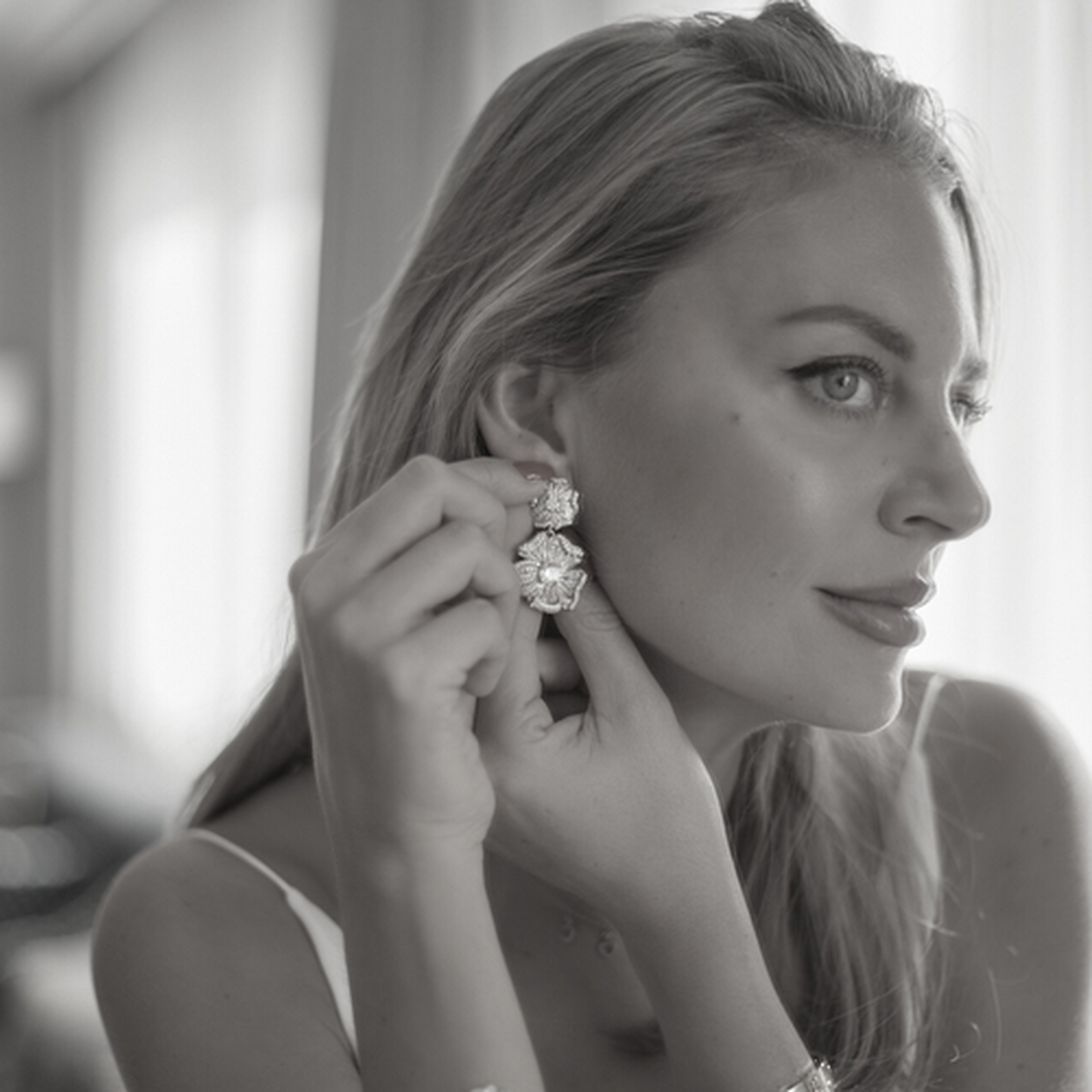 The Silver Double Bloom Earrings